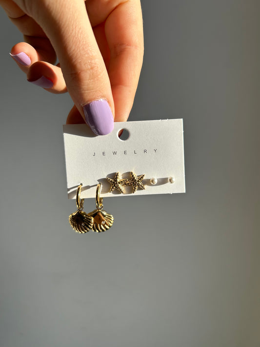 Lot de 3 clous d'oreilles