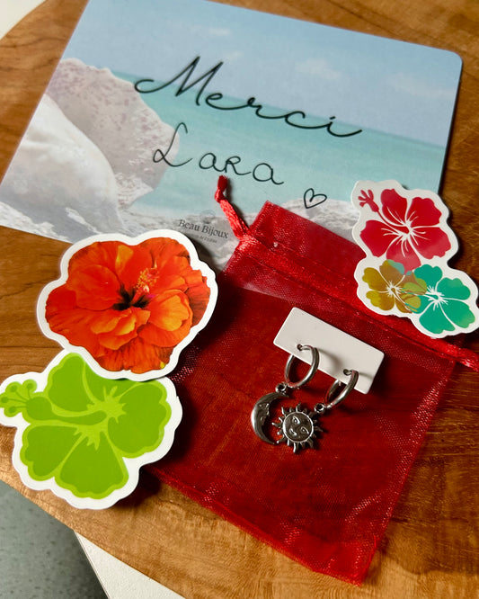 Créoles Lune et soleil (en argenté)