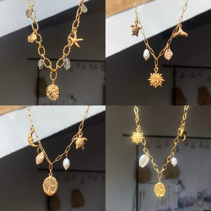 Customizable charm necklace - Ocean treasure in gold