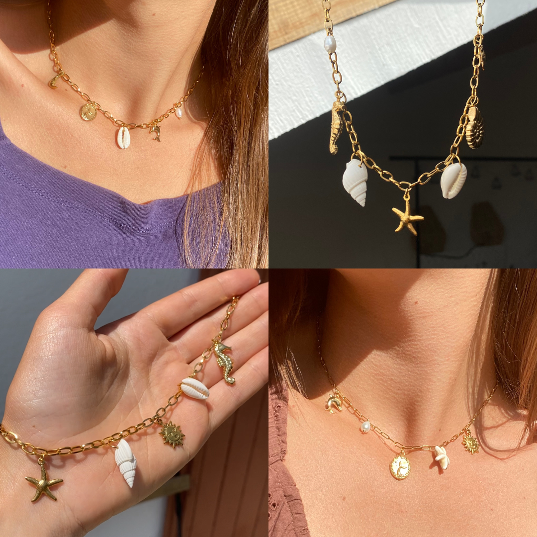 Aanpasbare bedelketting - Ocean Treasure in goud