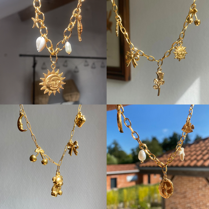 Customizable charm necklace - Ocean treasure in gold