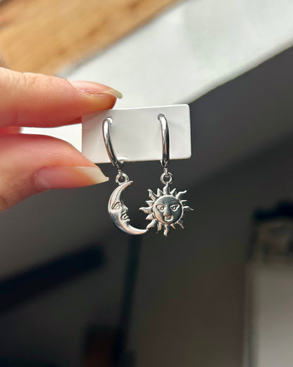 Créoles - Lune et soleil (argenté)