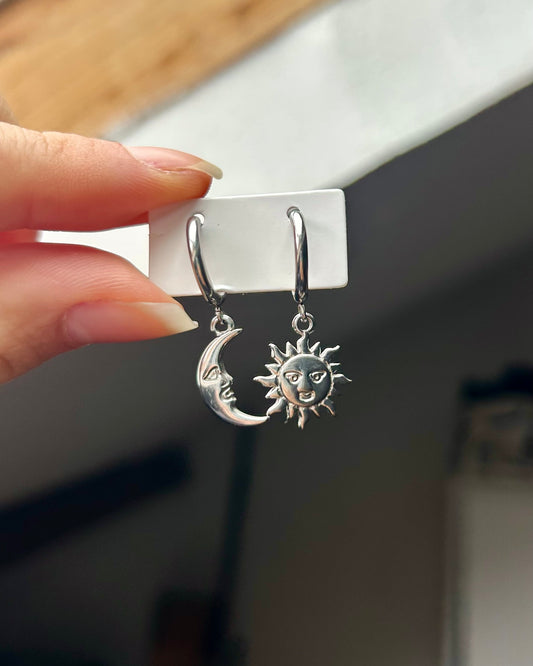 Créoles - Lune et soleil (argenté)