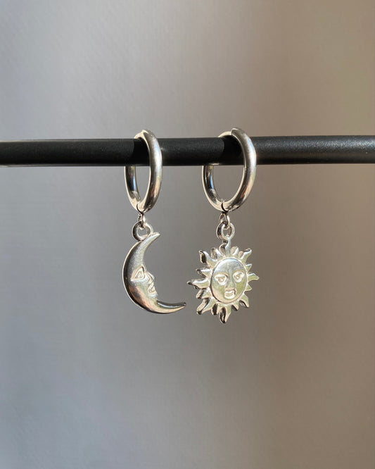 Boucles d'oreilles lune et soleil