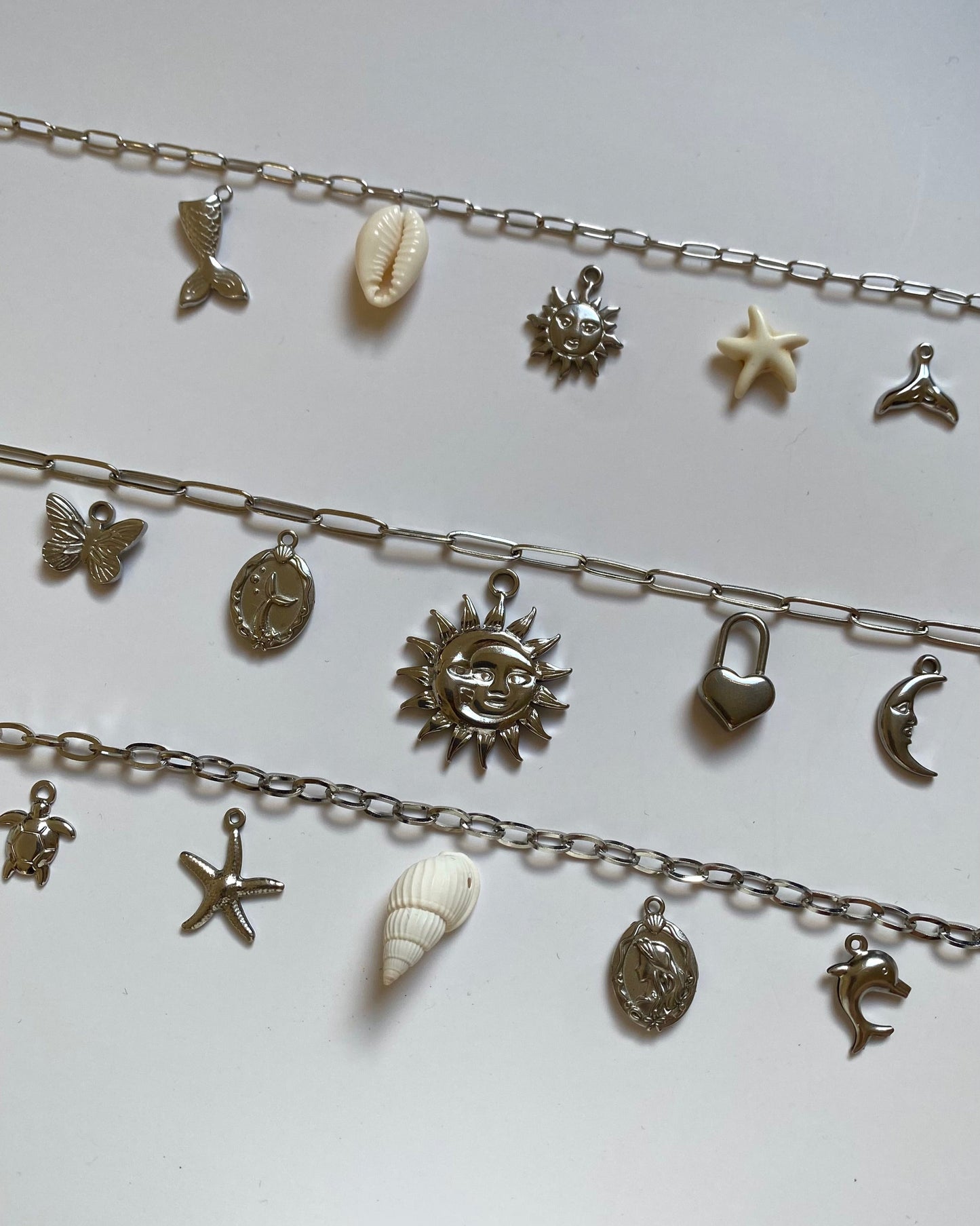 Customizable charm necklace - Ocean treasure in silver