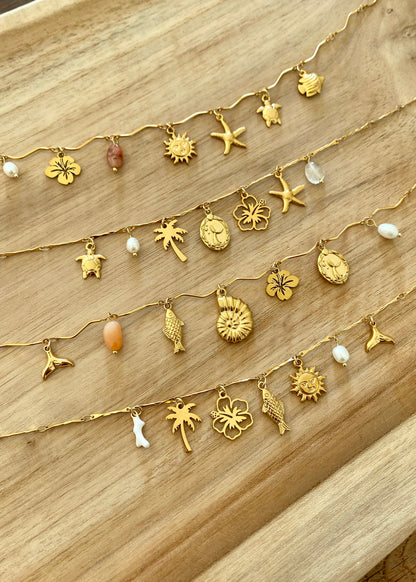 Customizable charm necklace - Ocean treasure in gold