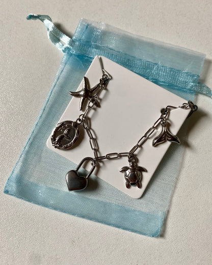 Customizable charm bracelet - Ocean treasure in silver