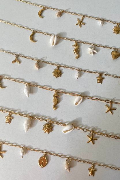 Customizable charm bracelet - Ocean treasure in gold