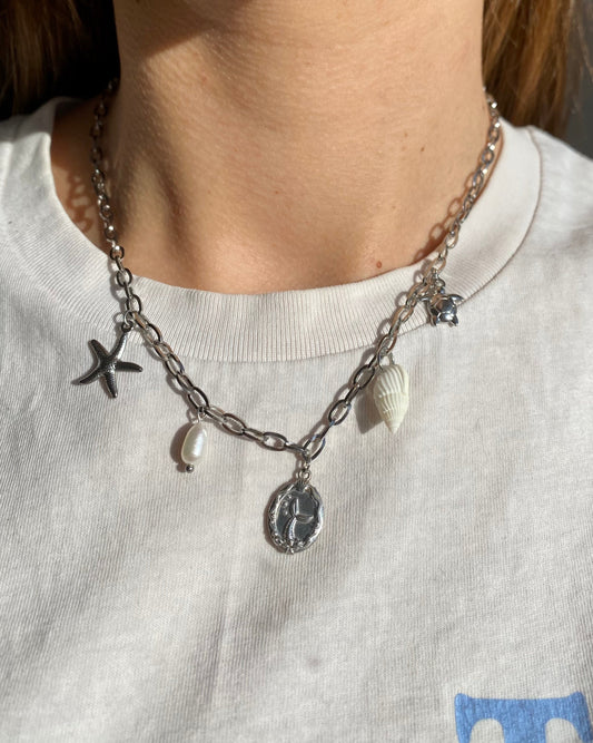 Collier à charms personnalisable - Trésor de l'océan en argenté