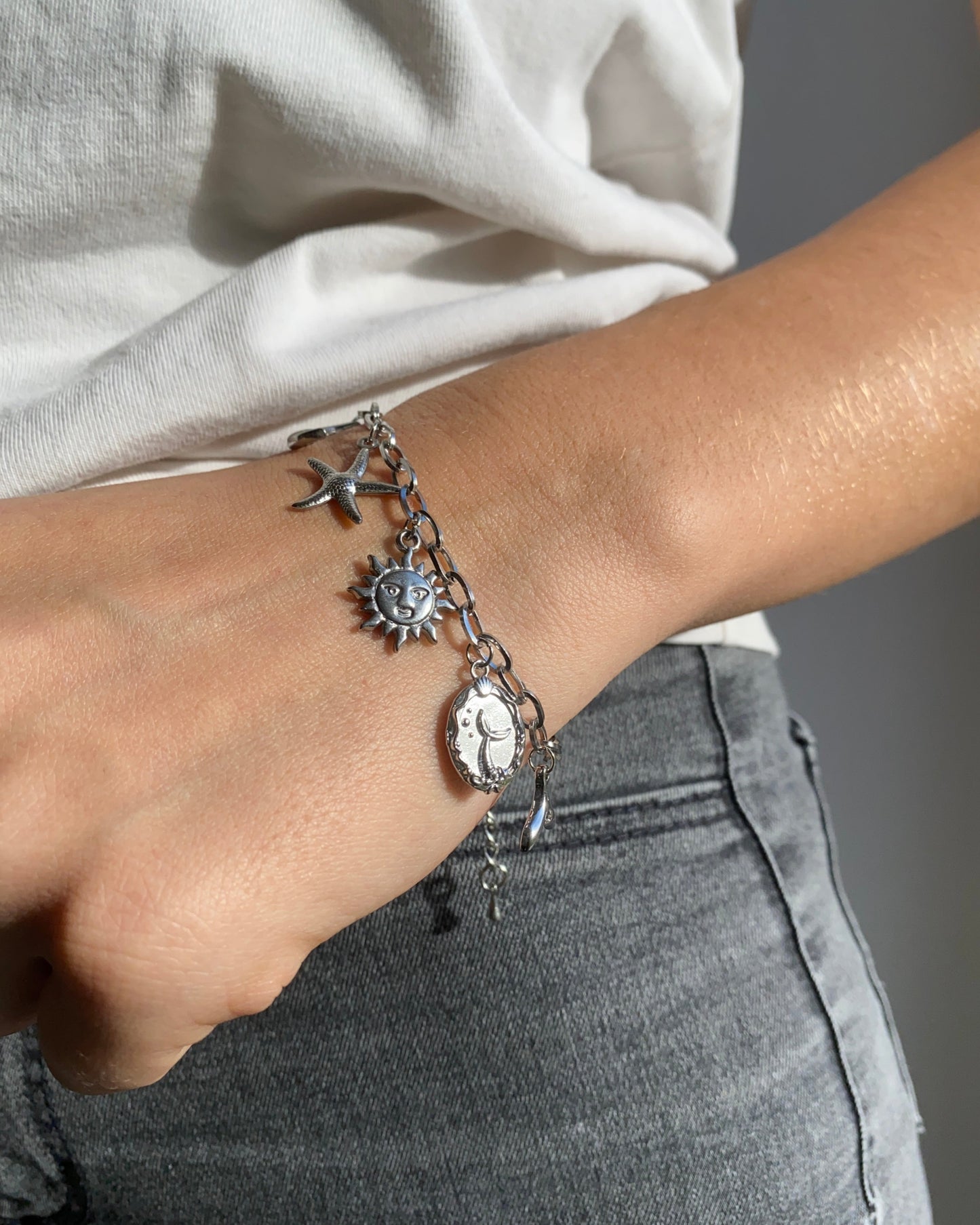 Customizable charm bracelet - Ocean treasure in silver