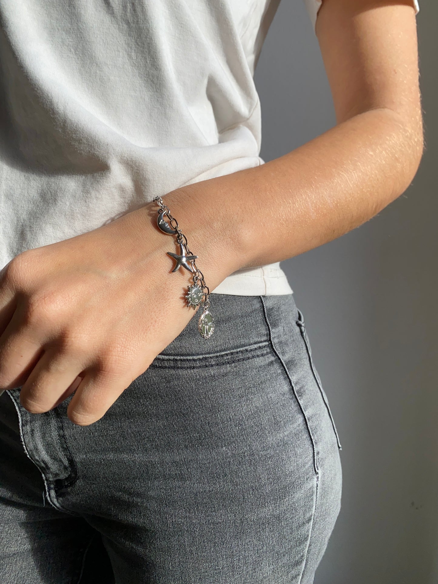 Customizable charm bracelet - Ocean treasure in silver