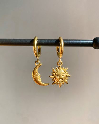 Boucles d'oreilles lune et soleil