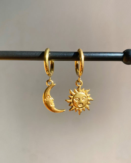 Boucles d'oreilles lune et soleil